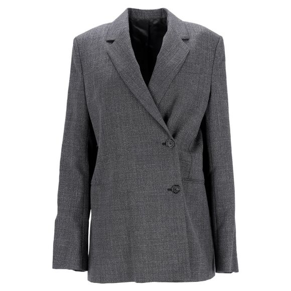 Totême Off-Center Wrap Single-Breasted Blazer in Grey Polyester - Picture 1 of 5